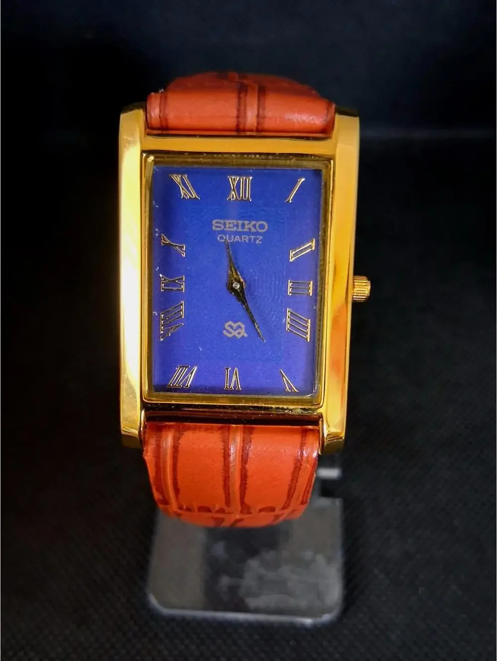Men's Vintage Seiko Tank Leather Wrist Watch RARE